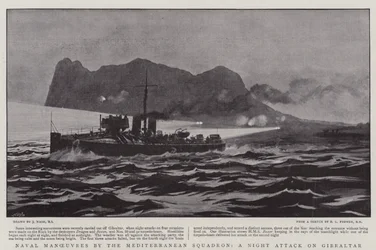 Marine-oefeningen door het Middellandse Zee-eskader, een nachtelijke aanval op Gibraltar